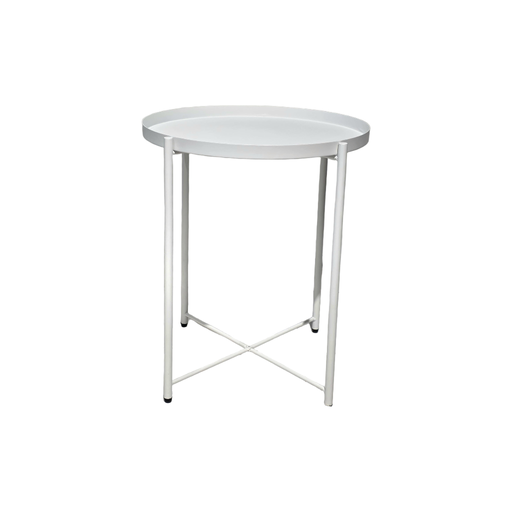 [ME509MB] MESA DE ESQUINA MOD. 509- ESTRUCTURA METAL & TOPE COLOR BLANCO- MEDIDAS: 18" DE DIAMTERO X 18" DE ALTURA