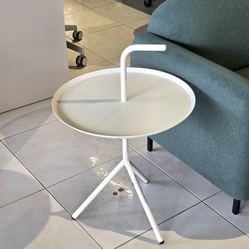 [ME508MB]  MESA DE ESQUINA MOD. 508- ESTRUCTURA METAL & TOPE COLOR BLANCO- MEDIDAS: 18" DE DIAMTERO X 20" DE ALTURA
