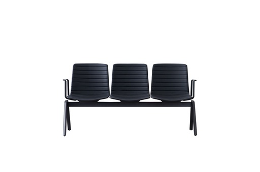 [B3PMERPVCN]  BANCADA 3 PERSONAS ERGO TAPIZADA PVC NEGRO - ESTRUCTURA METAL NEGRO DU-580TB-3