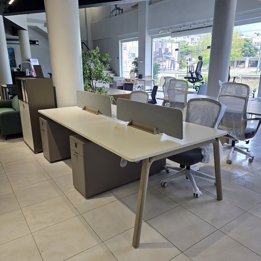 [ET4PST4894TBGPM] ESTACION DE TRABAJO MOD. STEEL  48" X 94 " (S26W-2/2E) - 4 PERSONAS - TOPE BLANCO 