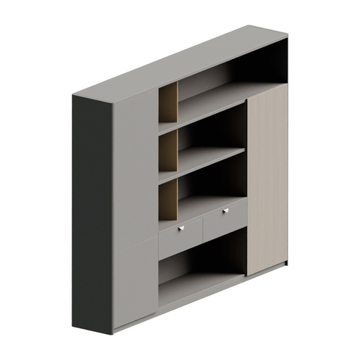 [EEBST4168771MGPM] ESTANTE EJECUTIVO  BIG STEEL 4  16"X87"X71" (S23B-22) COLOR MADERA CLARA - GRIS PIEDRA 