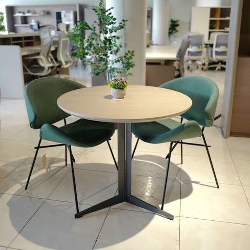 [MRE31DMC] MESA DE REUNION MOD. ELEMENT - 31" DE DIAMETRO - TOPE COLOR MADERA CLARA (NOCO GRAIN)  - PATA GRIS OSCURO (SY-QT6638-80)