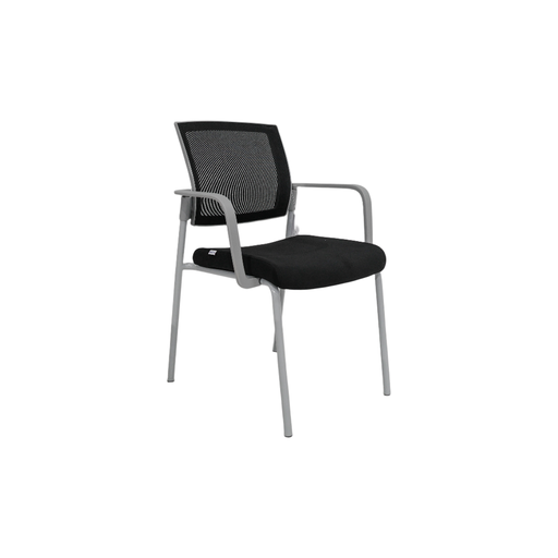 [SVFLEXEGTNMNCB] SILLA DE VISITA FLEX (D12) - ESTRUCTURA GRIS-  MESH NEGRO -  TELA NEGRA- CON BRAZOS 