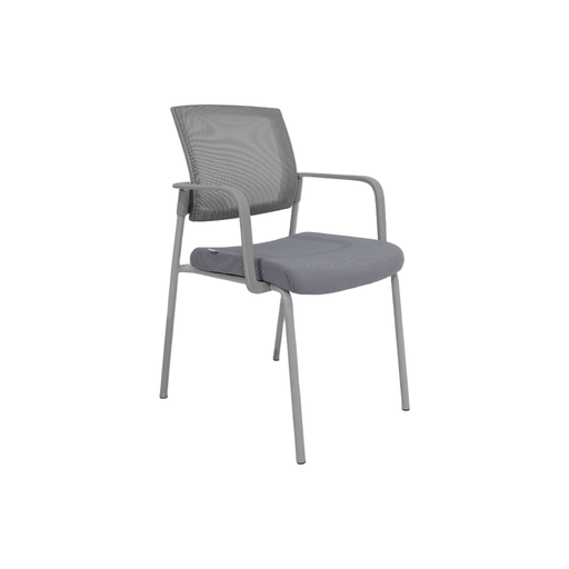 [SVFLEXEGTGMGCB] SILLA DE VISITA FLEX (D12) - ESTRUCTURA GRIS-  MESH GRIS  -  TELA GRIS- CON BRAZOS 