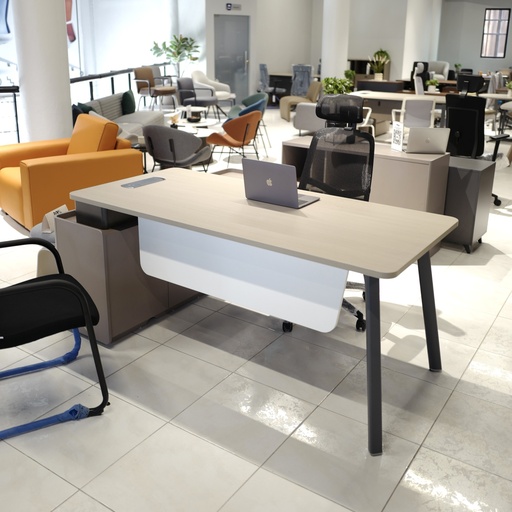 [MEEST6071MCGGI] MESA ESCRITORIO EJECUTIVO STEEL (S22T-18)  - TOPE MADERA CLARA(NOCO WOOD) + COLOR GRIS PIEDRA OSCURO (STONE GRAY) - PATAS + DETALLES EN GRIS GRAFITO  - MUEBLE AUXILIAR MEDIDAS:  60" X71" IZQUIERDO  
