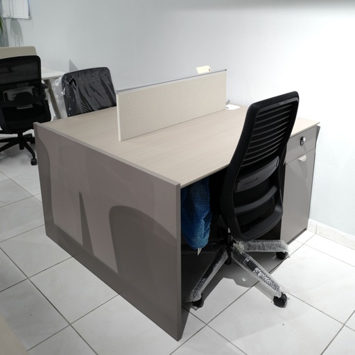 [ET2PECCOST4848MGP] ESTACION DE TRABAJO MOD. ECCO STEEL  48" X 48" (S36W-2/2E) - 2 PERSONAS - TOPE COLOR MADERA CLARA